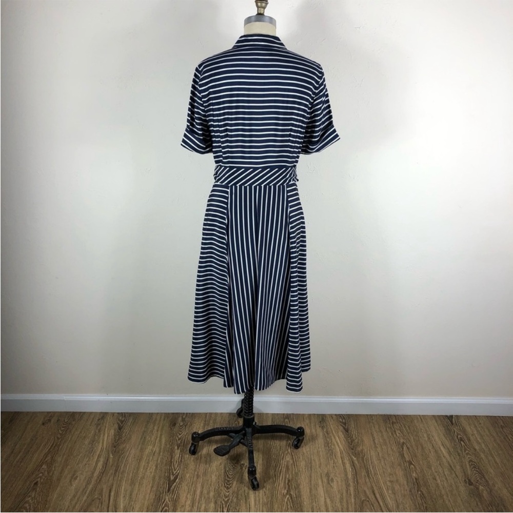 J. Crew Collection Navy and White Striped Midi Dress - Picture 11 of 15